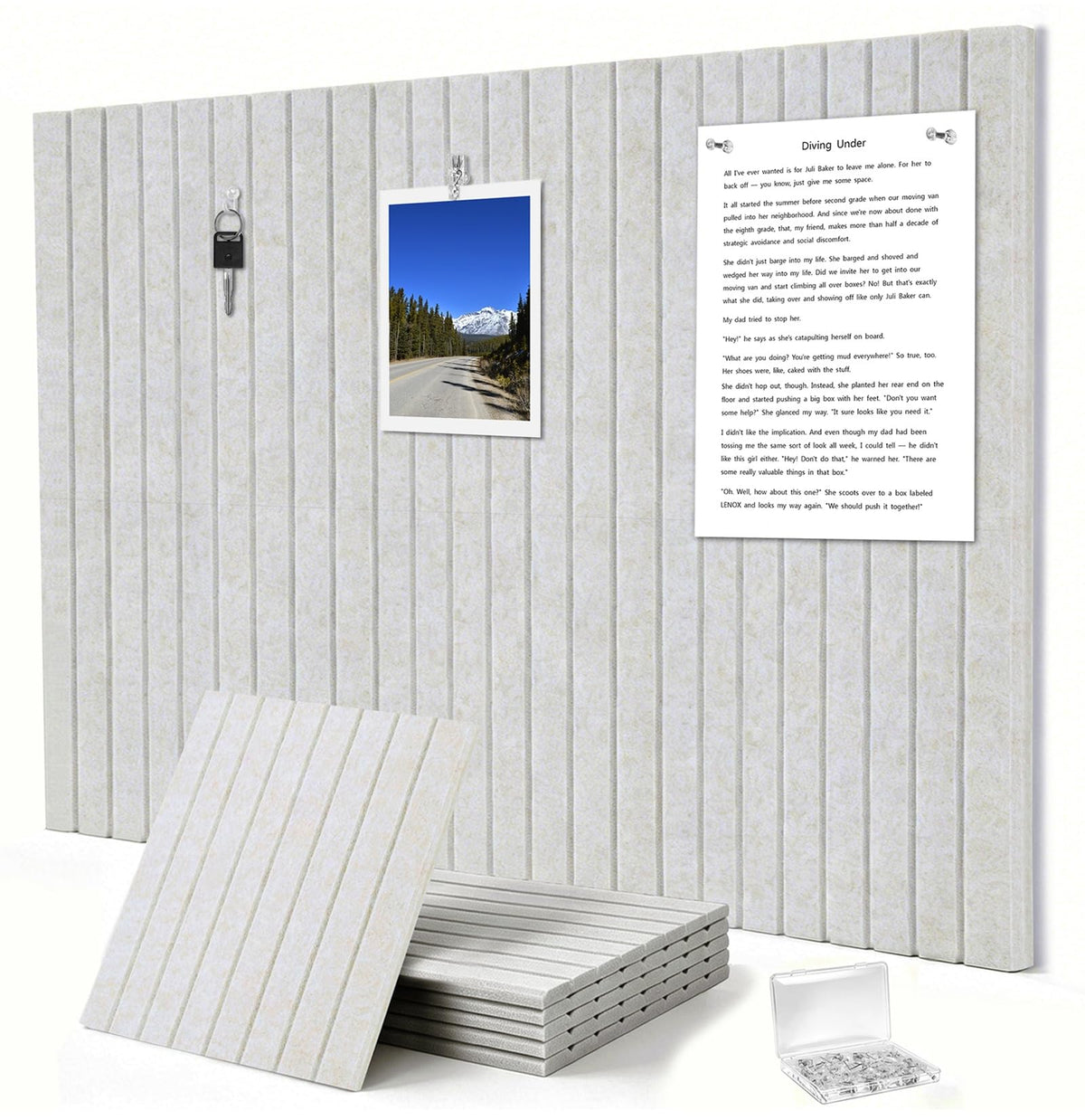 G Gamit 0.47" Thick Felt Pin Board 36"x24" Large Cork Board Alternative 6 Pack 11.81"x11.81"Felt