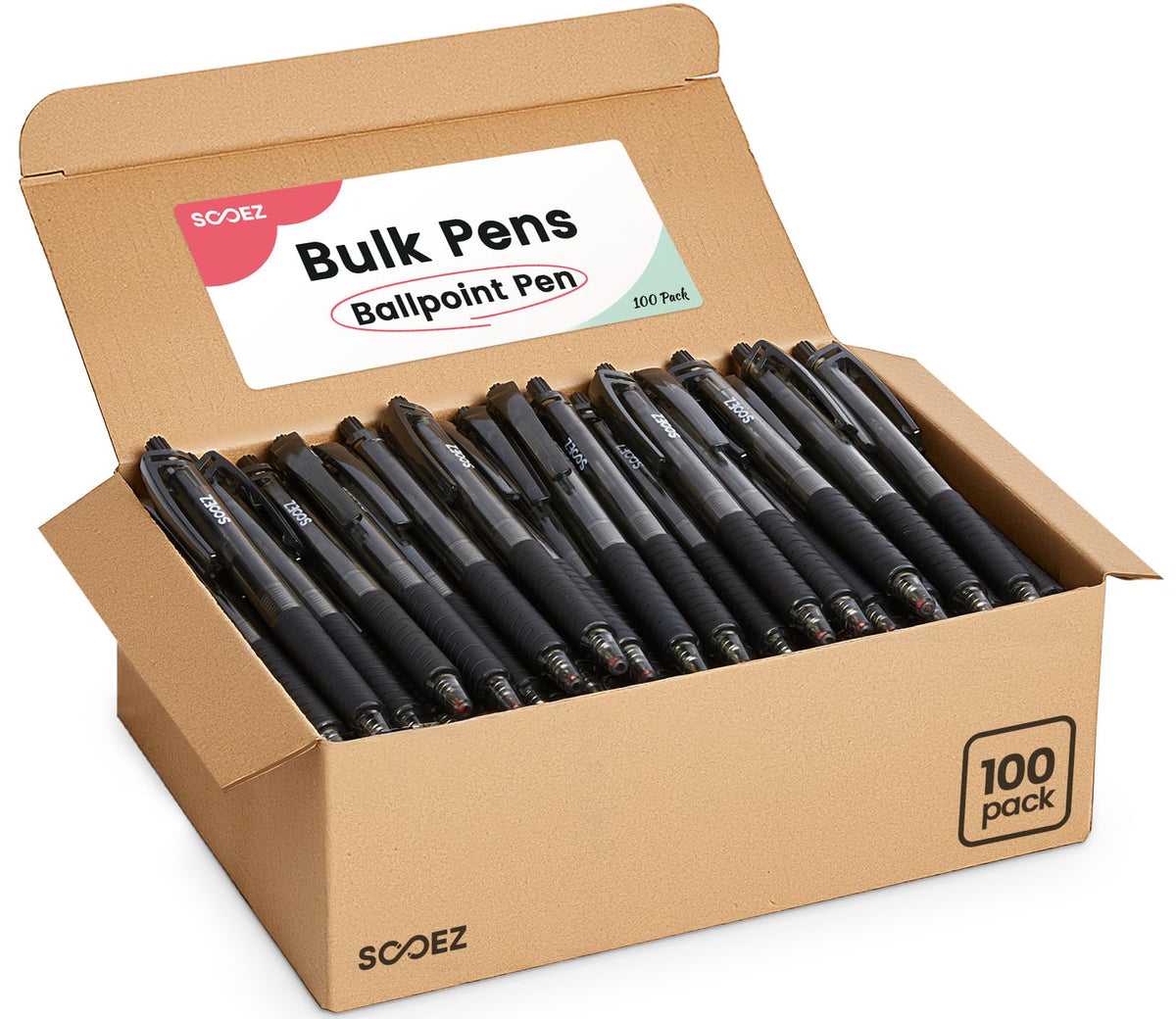 Sooez 100 Pack Bulk Pens Ballpoint, Smooth Writing Pens with Soft Grip