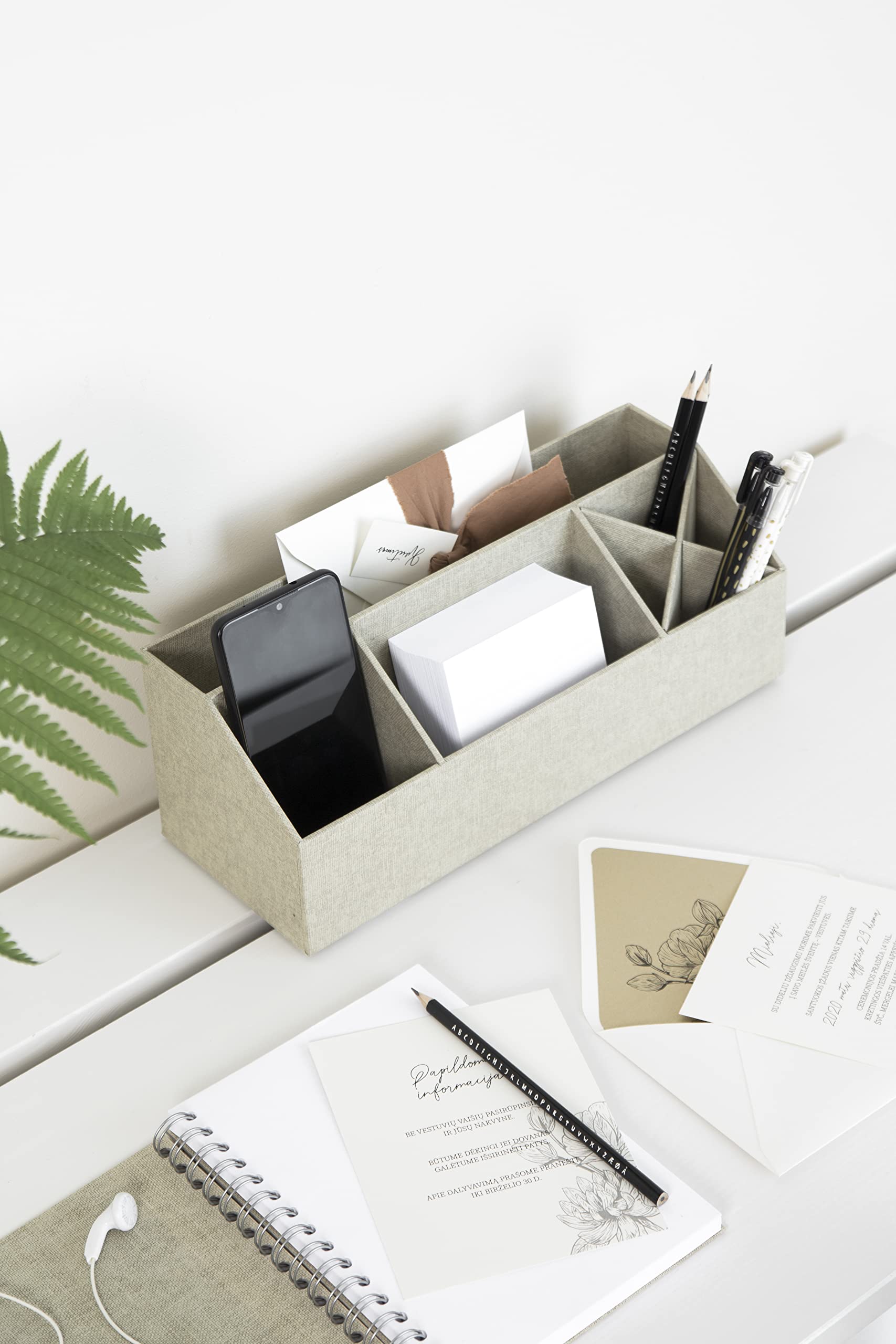 Bigso Box of Sweden Desk Storage Organiser with 4 Compartments - Stationery Storage for Notes