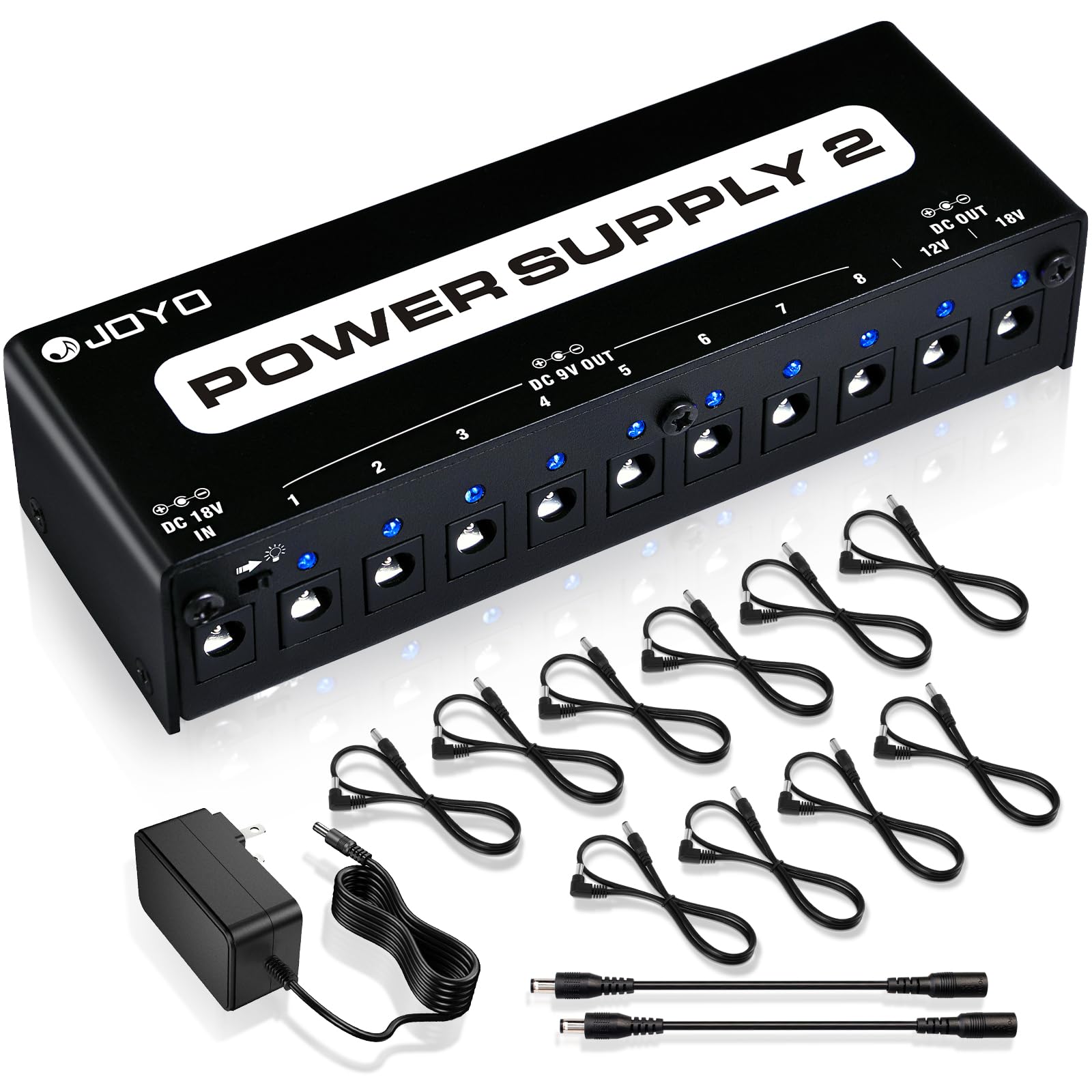 JOYO Guitar Pedal Power Supply 10 Isolated Output DC 9V 12V 18V Options for Distortion, Reverb