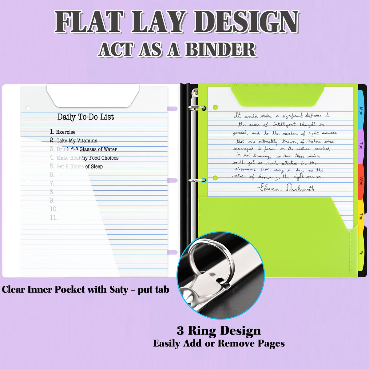 INFUN All-in-one Telescoping Binder Notebook-2PCS, Refillable 3 Ring Notebook Binder with 1 Plastic