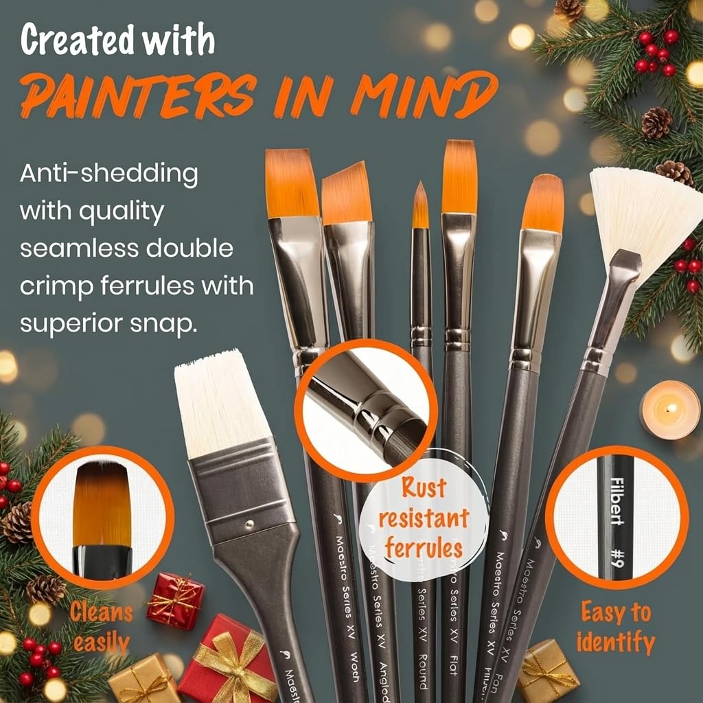 D'Artisan Shoppe Paint Brushes, Professional Acrylic Oil Paint Brush Set