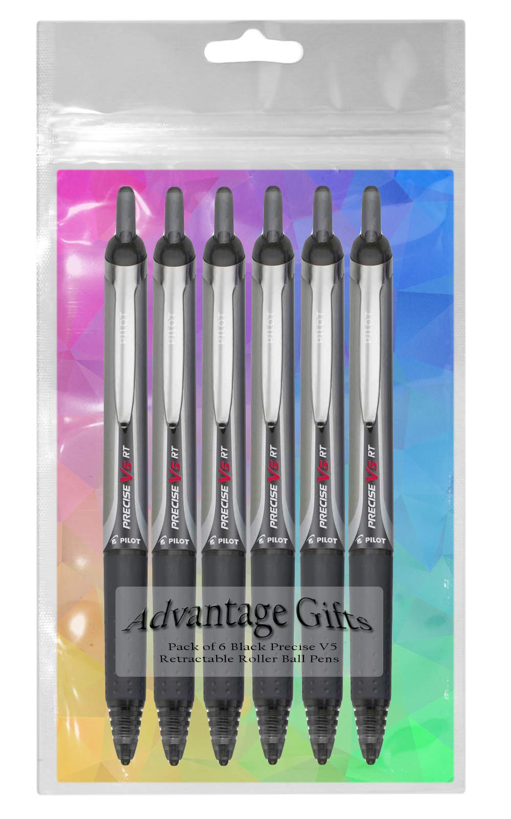 Precise V5 RT Retractable Rollerball Pens, 0.5mm Extra Fine, Black, 6-Pack