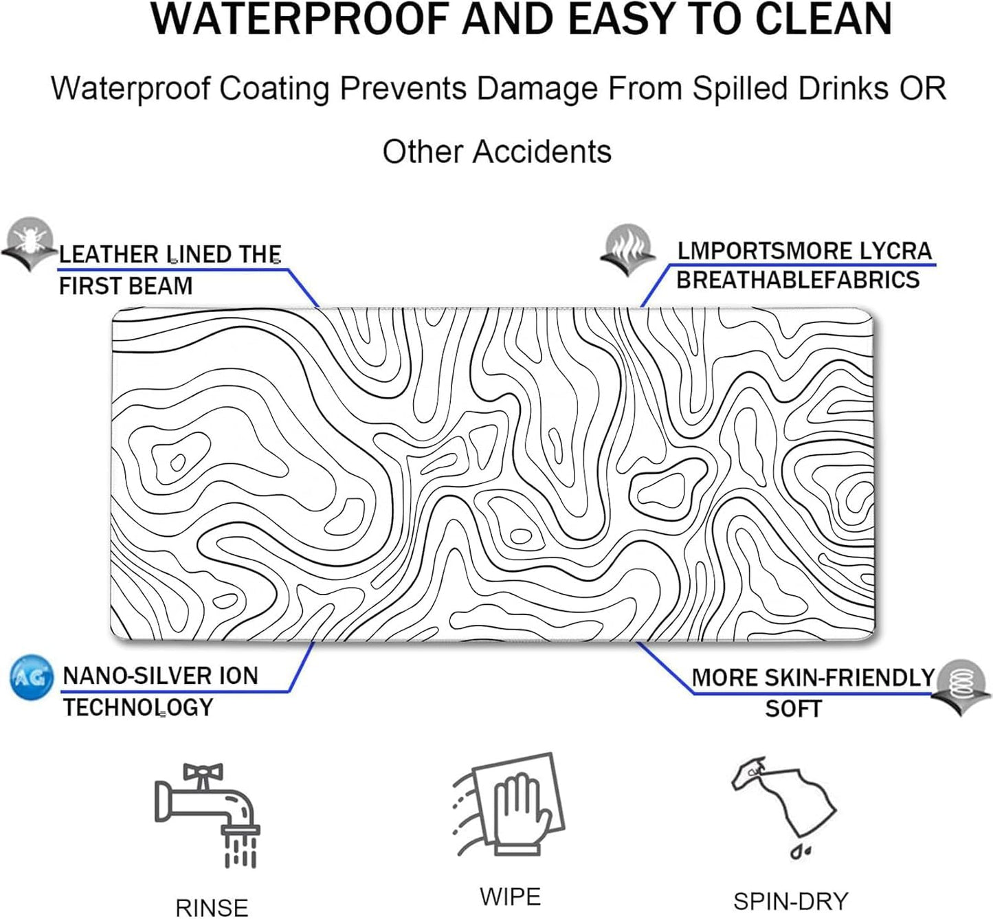 Large Mouse Pad Big Desk Mat Large Office Desk Pad, Black Line