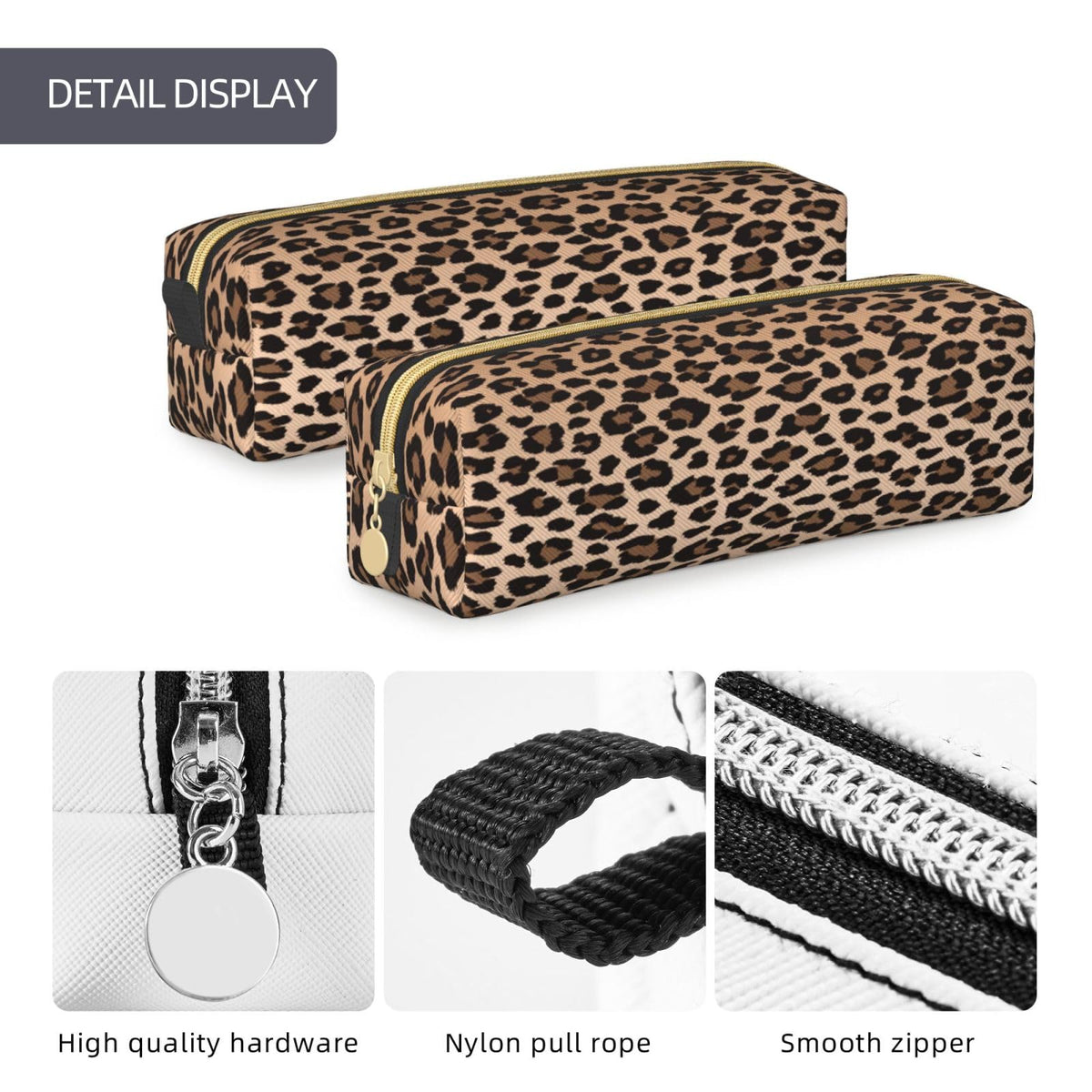IMPCOKRU Small Pencil Bag Study Pencil Bag Key Pouch,Brown Leopard,Stationery Storage Pencil Case