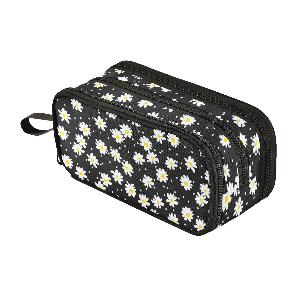 Fustylead Little Daisy Pencil Pen Case 3 Compartments, Lightweight & Spacious Pencil Pouch Zipper