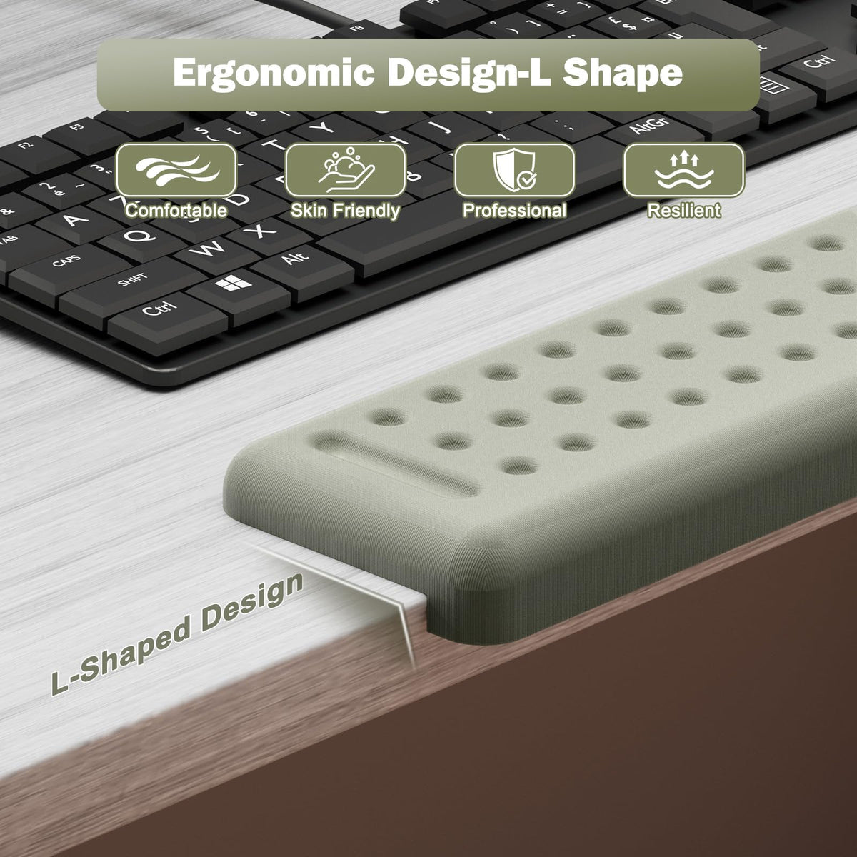 Leolee L-Shaped Desk Elbow Pads for Desk, Grey Memory Foam Arm Rest