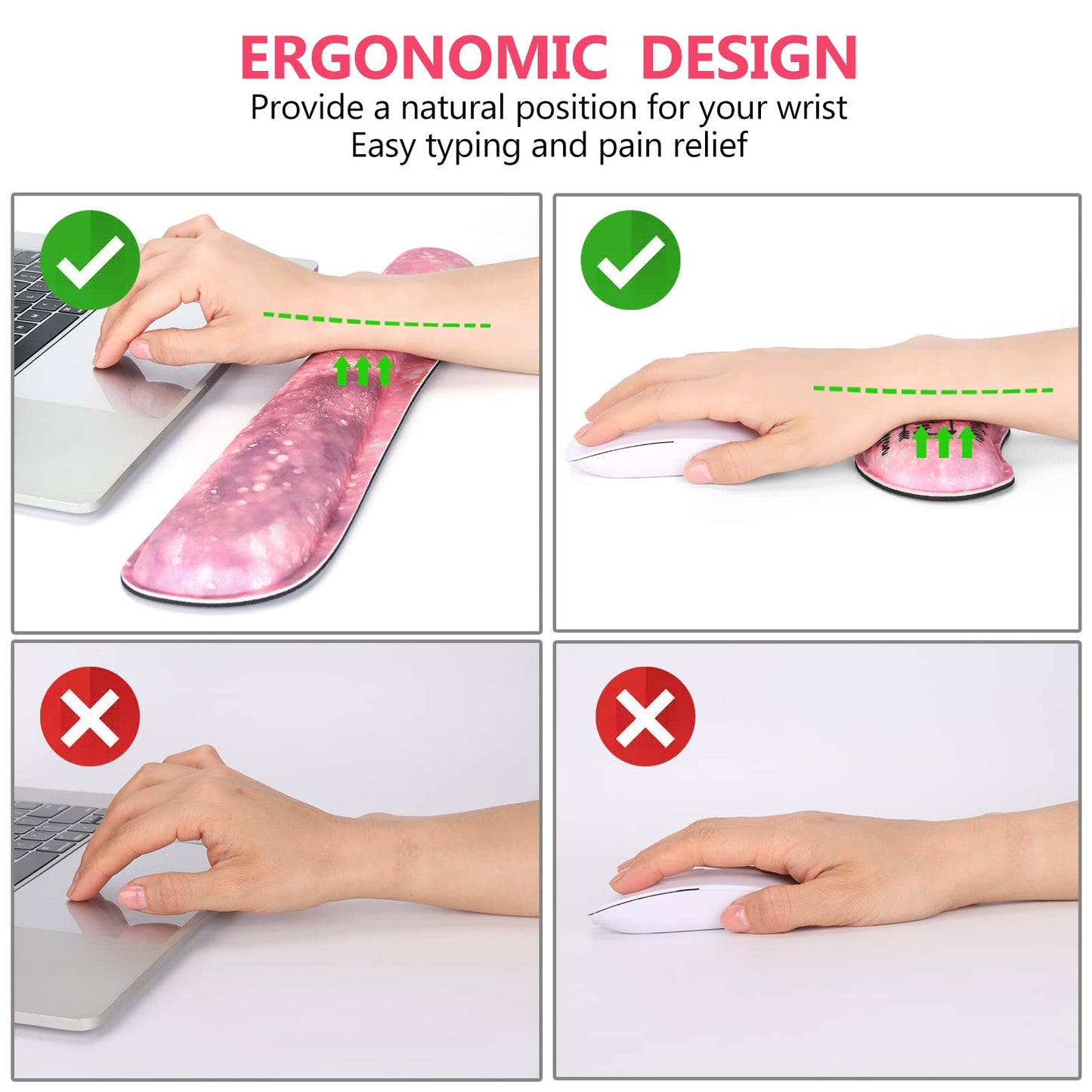 DINKY Keyboard Mouse Pad Set, Large Gaming Mousepad + Memory Foam Ergonomic Keyboard Wrist Rest