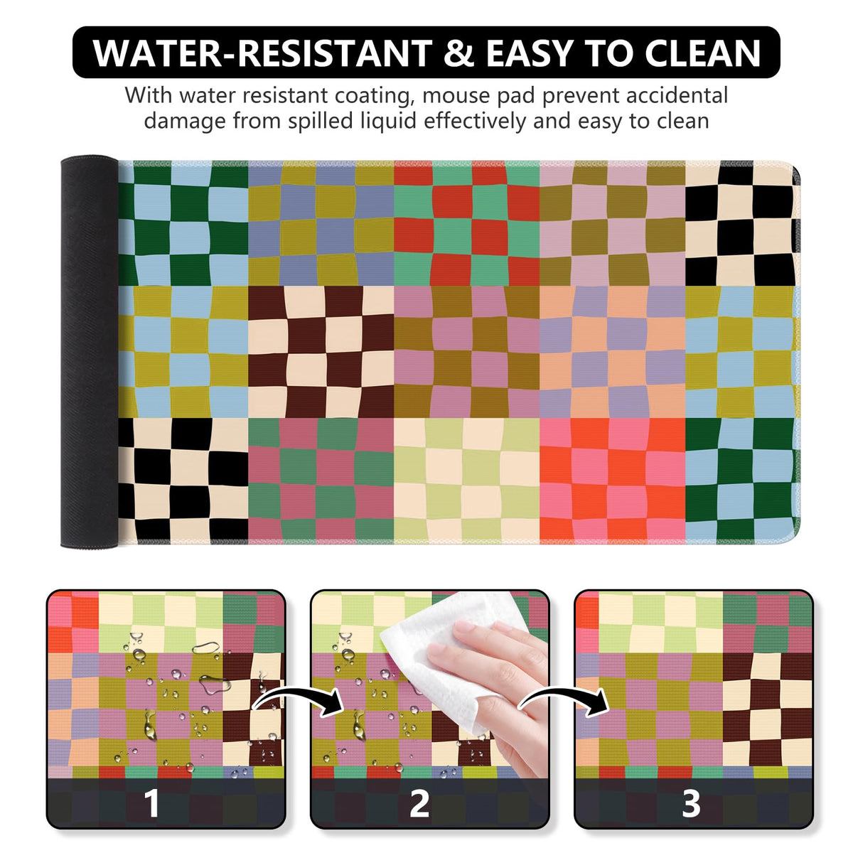 iCasso Desk Mat,Cute Desk Cover for Women,35.4x15.7in,Checkered