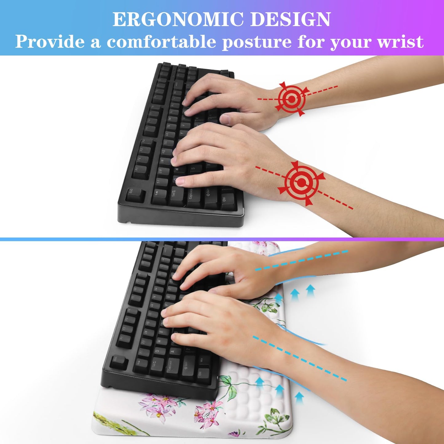 Computer Keyboard Stand with Wrist Rest, Ergonomic Tilted Keyboard Holder - Keyboard Riser with