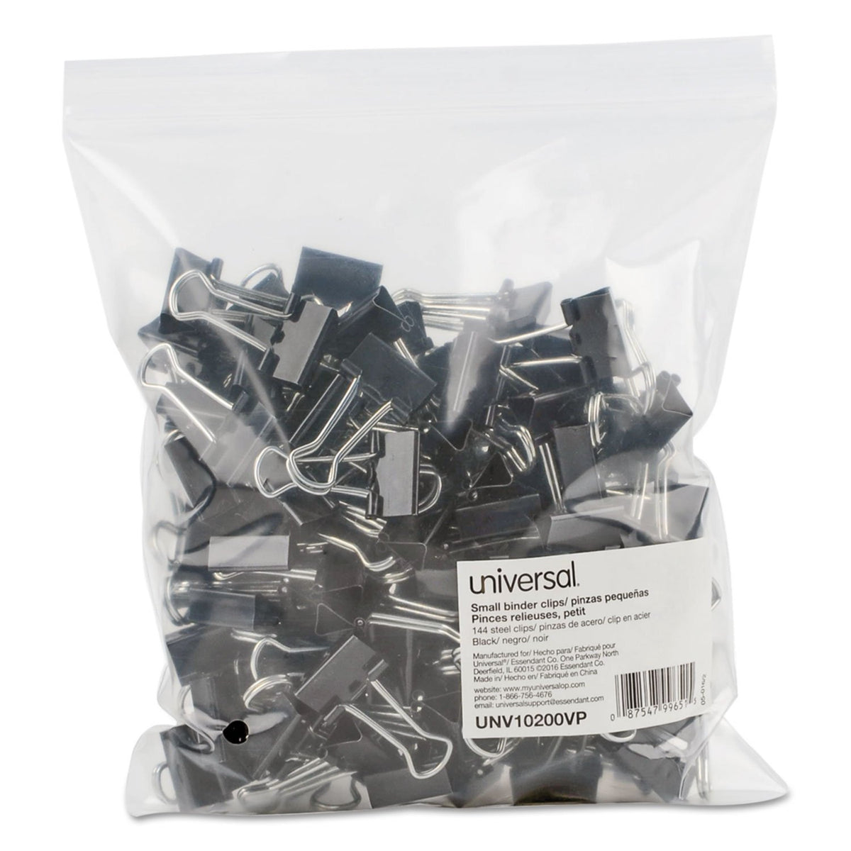 Universal Small Binder Clips Black/Silver, 144 Each (10200VP)