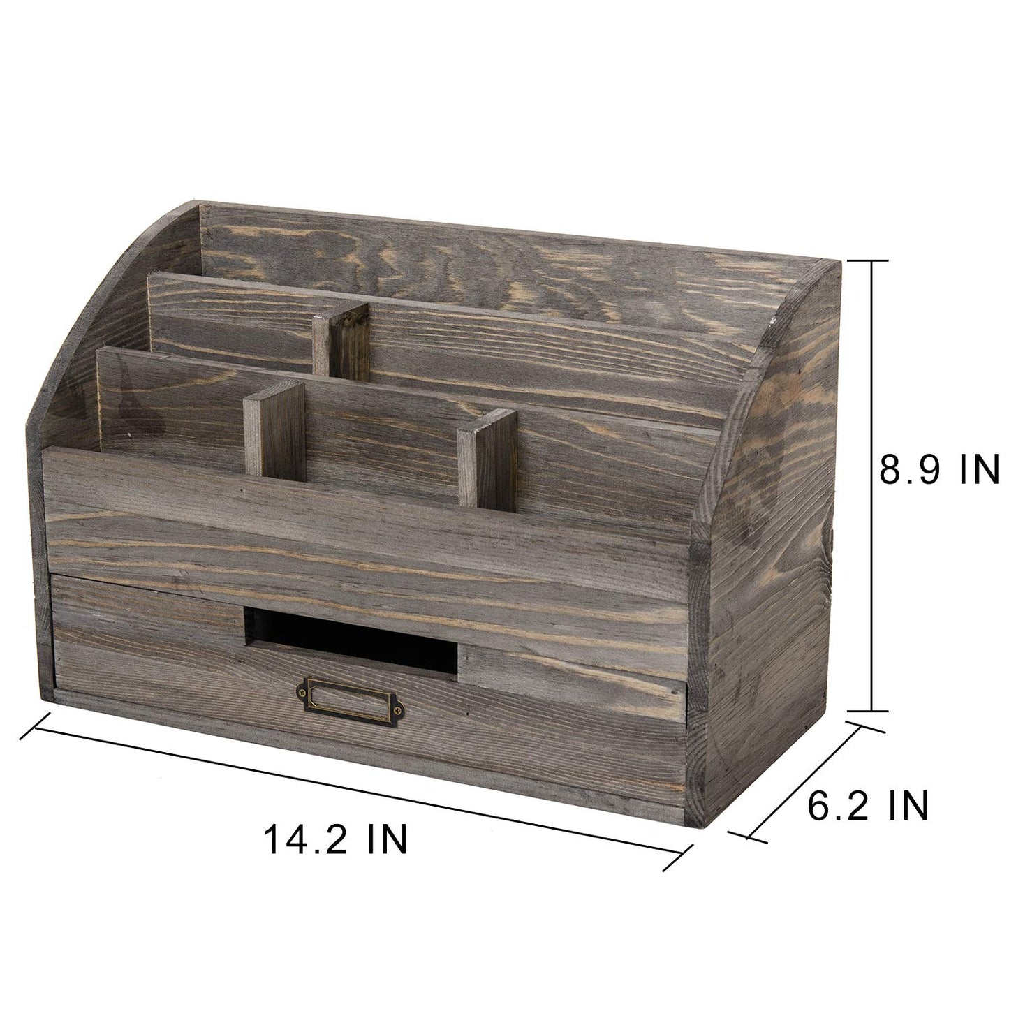 canwedance Distressed Rustic Wooden Office Desk Organizer 5 Compartment with 2 Drawer &Counter Desk