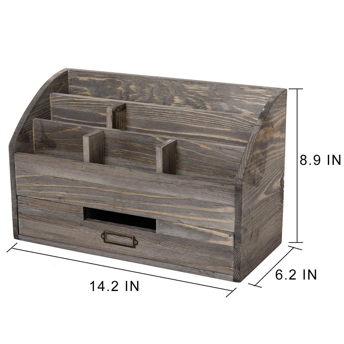 canwedance Distressed Rustic Wooden Office Desk Organizer 5 Compartment with 2 Drawer &Counter Desk