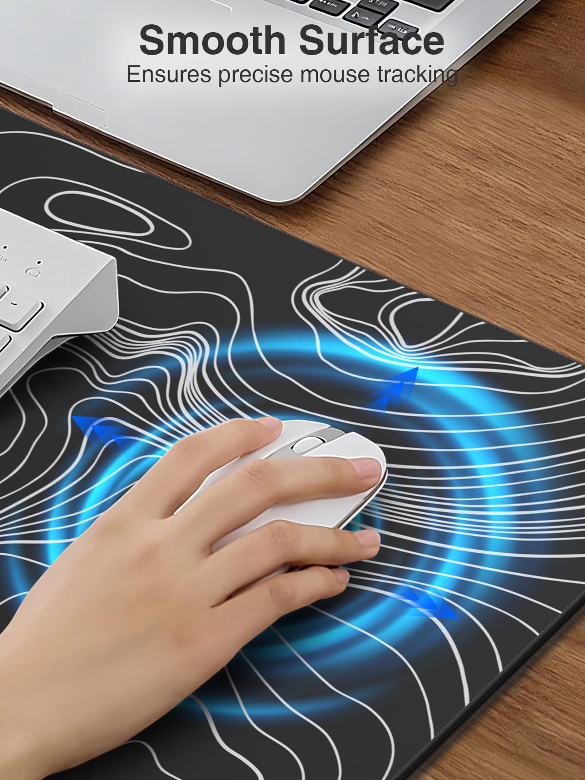 Wireless Charging Mouse Pad, 31.5"x15.8" Large Desk Mat, Smooth Glide