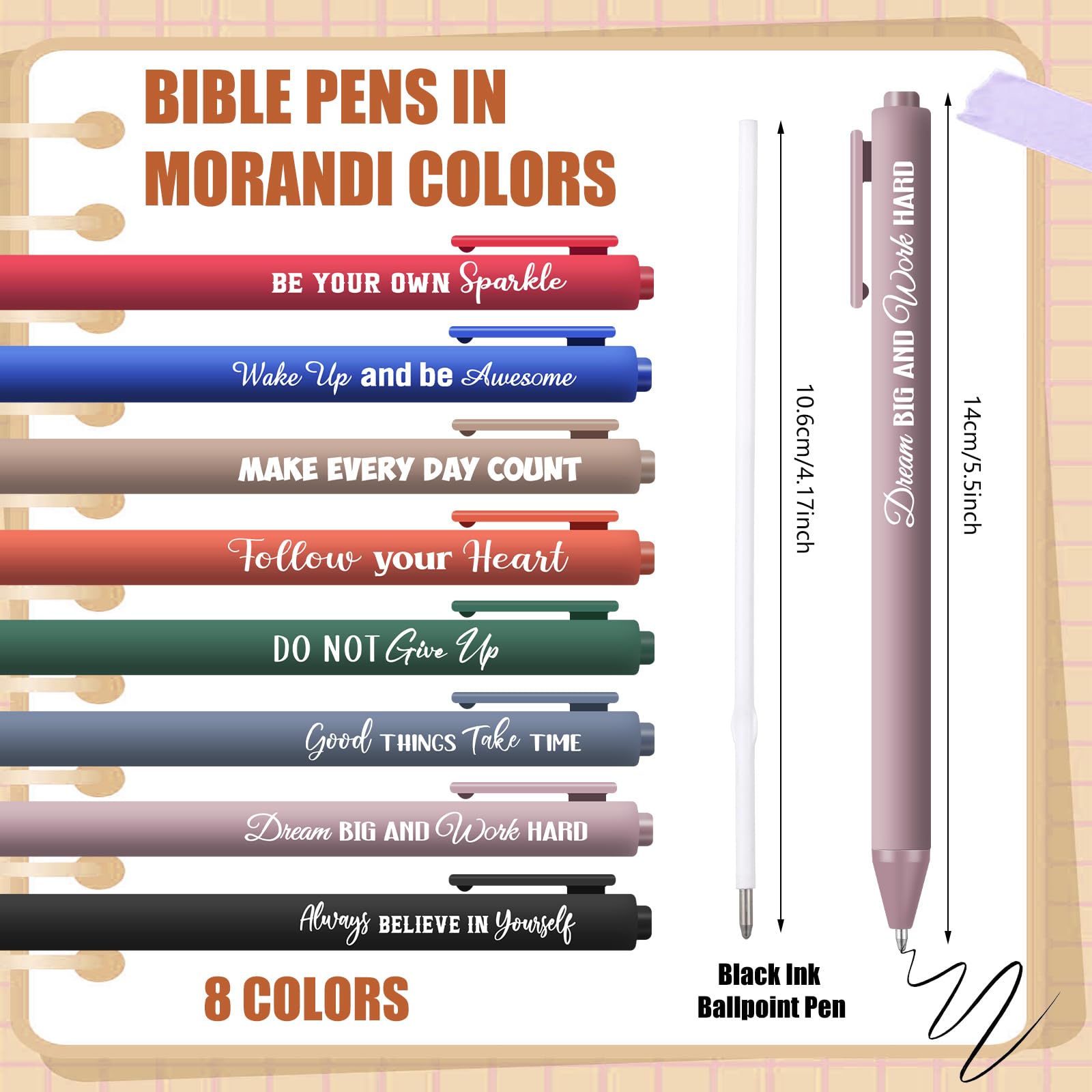 Sayglossy 80 Pcs Motivational Pens Christian Ballpoint Pens Inspirational Quotes Writing Tool Small