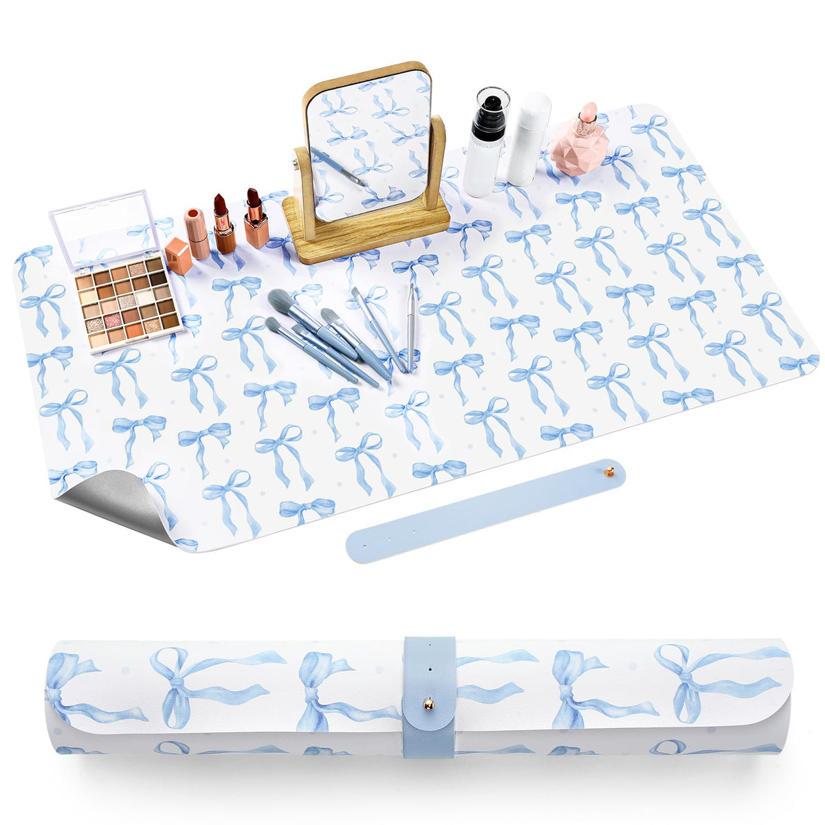 Teenyyou Coquette Bow Makeup Mat Dual-Sided Leather Desk Mouse Pad