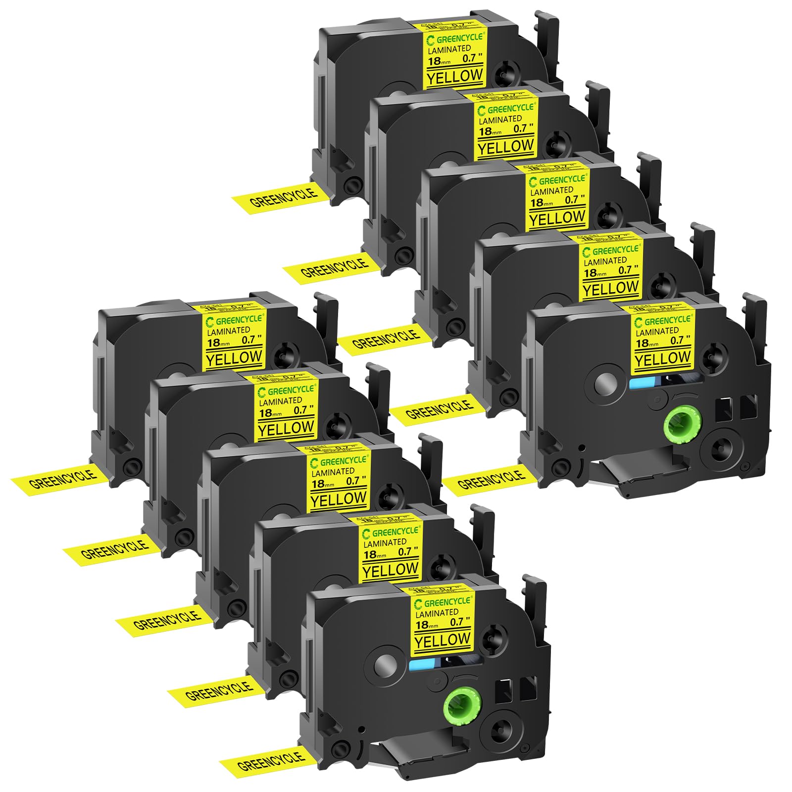 GREENCYCLE 10 Pack Compatible for TZe-641 TZe641 TZ641 TZ-641 Laminated AZE Label Tape 18mm 0.7