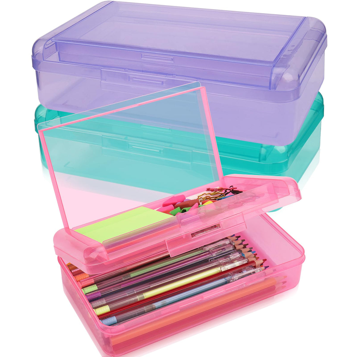 SFLHHDM Large Pencil Box, Double Layer Capacity Pencil Holders, Hard Pen Case with Snap-tight Lid