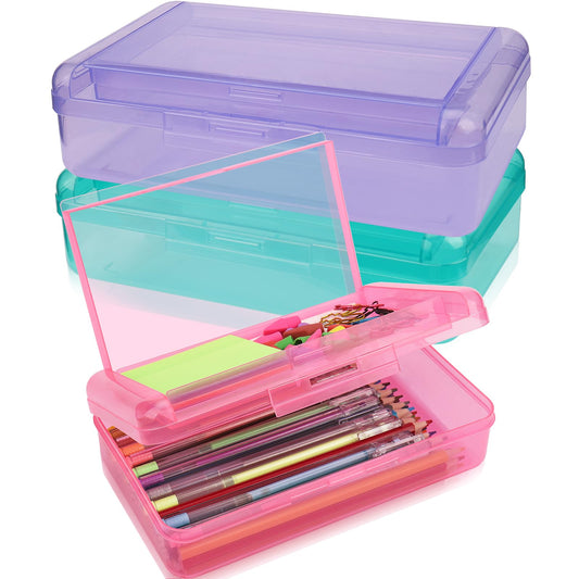 SFLHHDM Large Pencil Box, Double Layer Capacity Pencil Holders, Hard Pen Case with Snap-tight Lid