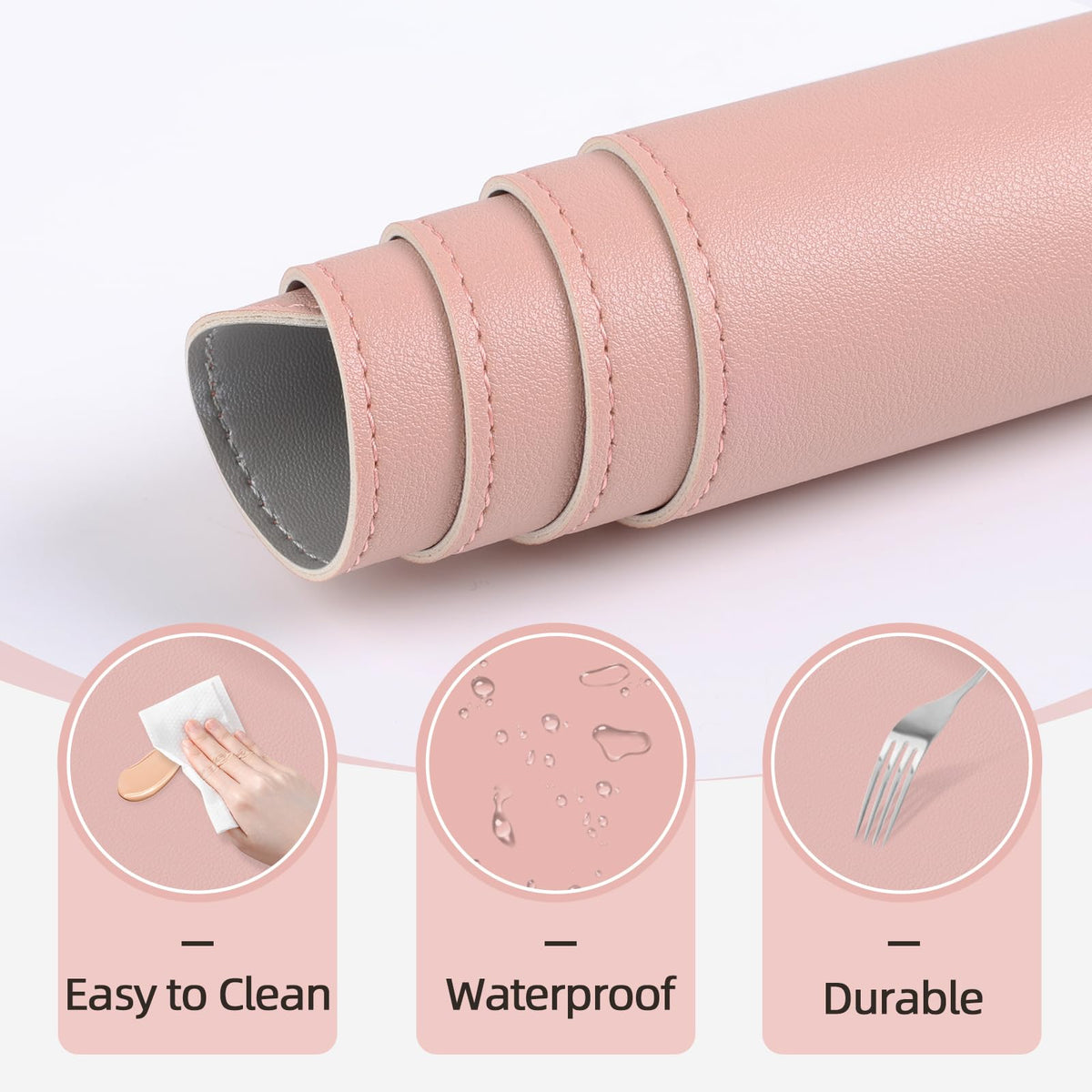 Makeup Mat for Vanity to Protect Desk Top, 31.5x15.7in, Pink and Silver