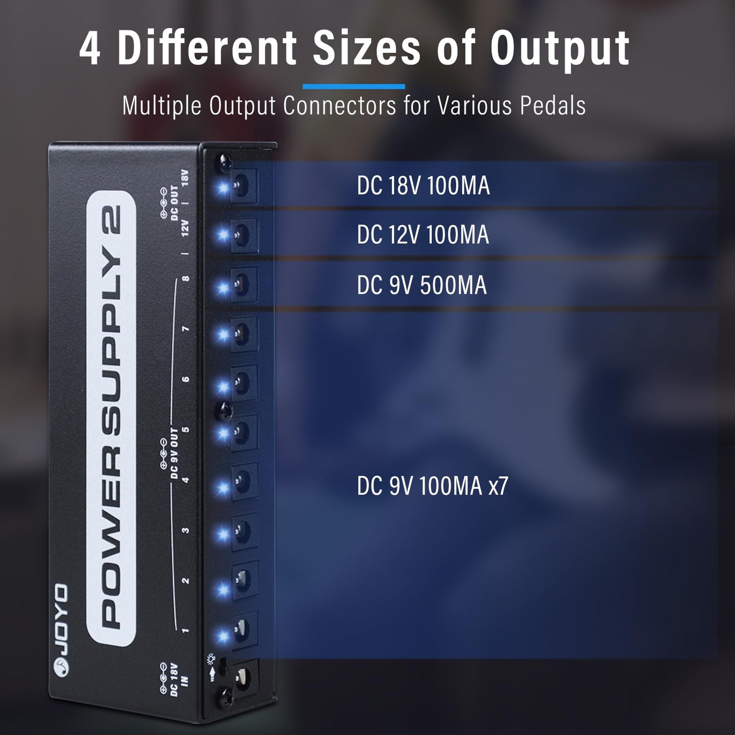 JOYO Guitar Pedal Power Supply 10 Isolated Output DC 9V 12V 18V Options for Distortion, Reverb