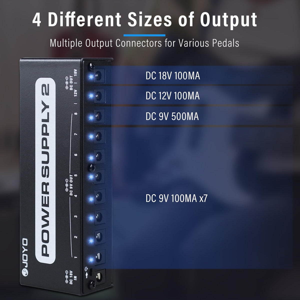 JOYO Guitar Pedal Power Supply 10 Isolated Output DC 9V 12V 18V Options for Distortion, Reverb