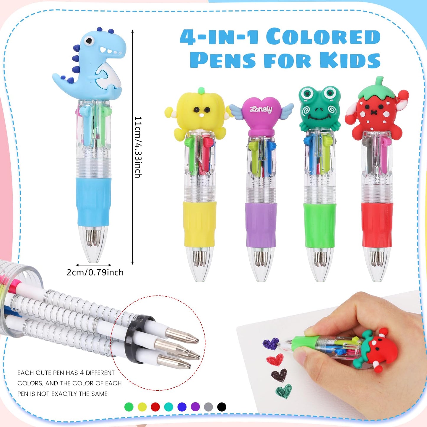 BESARME 48 Pack Multicolor Fun Pens, Halloween Goodie Bags Stuffer for Kids