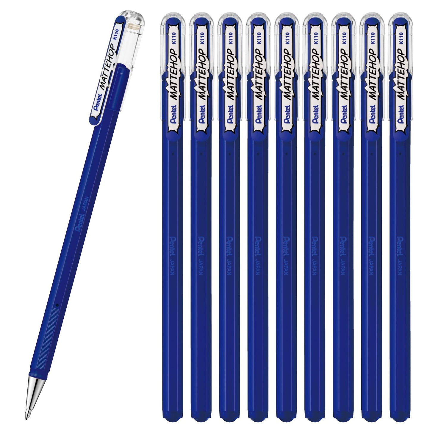 Pentel Color Ballpoint Pen, Matte Hop, Blue, 10 Count K110-VC