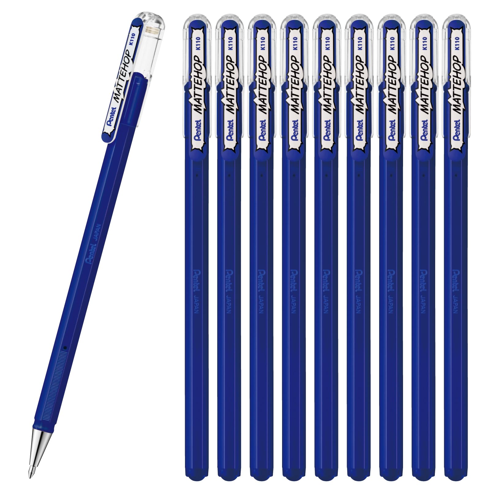 Pentel Color Ballpoint Pen, Matte Hop, Blue, 10 Count K110-VC