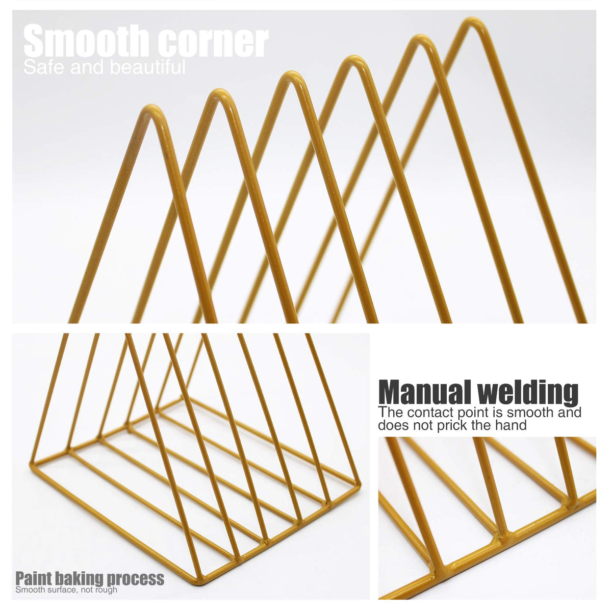 QPEY 5-Slot Gold Metal Triangle File Holder, 1pc for Office