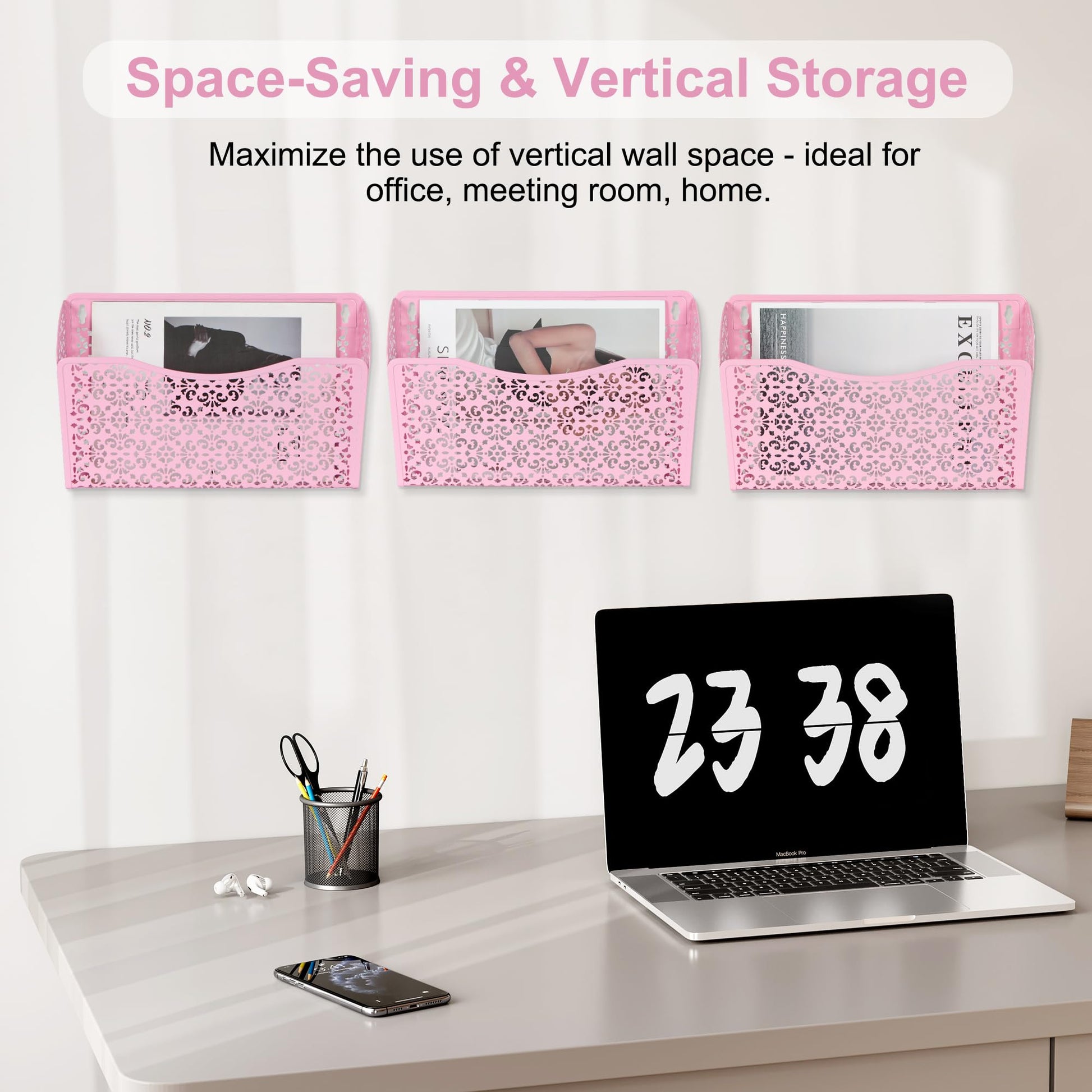 EasyPAG 3 Single Wall Mount File Organizer Vertical Metal Wall Pocket File Holder for Office, Home