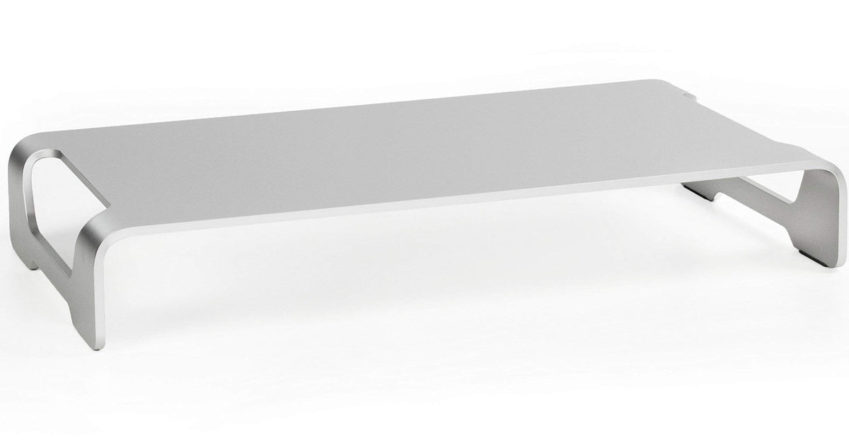 VIVO Silver Aluminum 16 inch Wide Monitor Riser, Ergonomic Desktop Stand, Modern Tabletop Organizer
