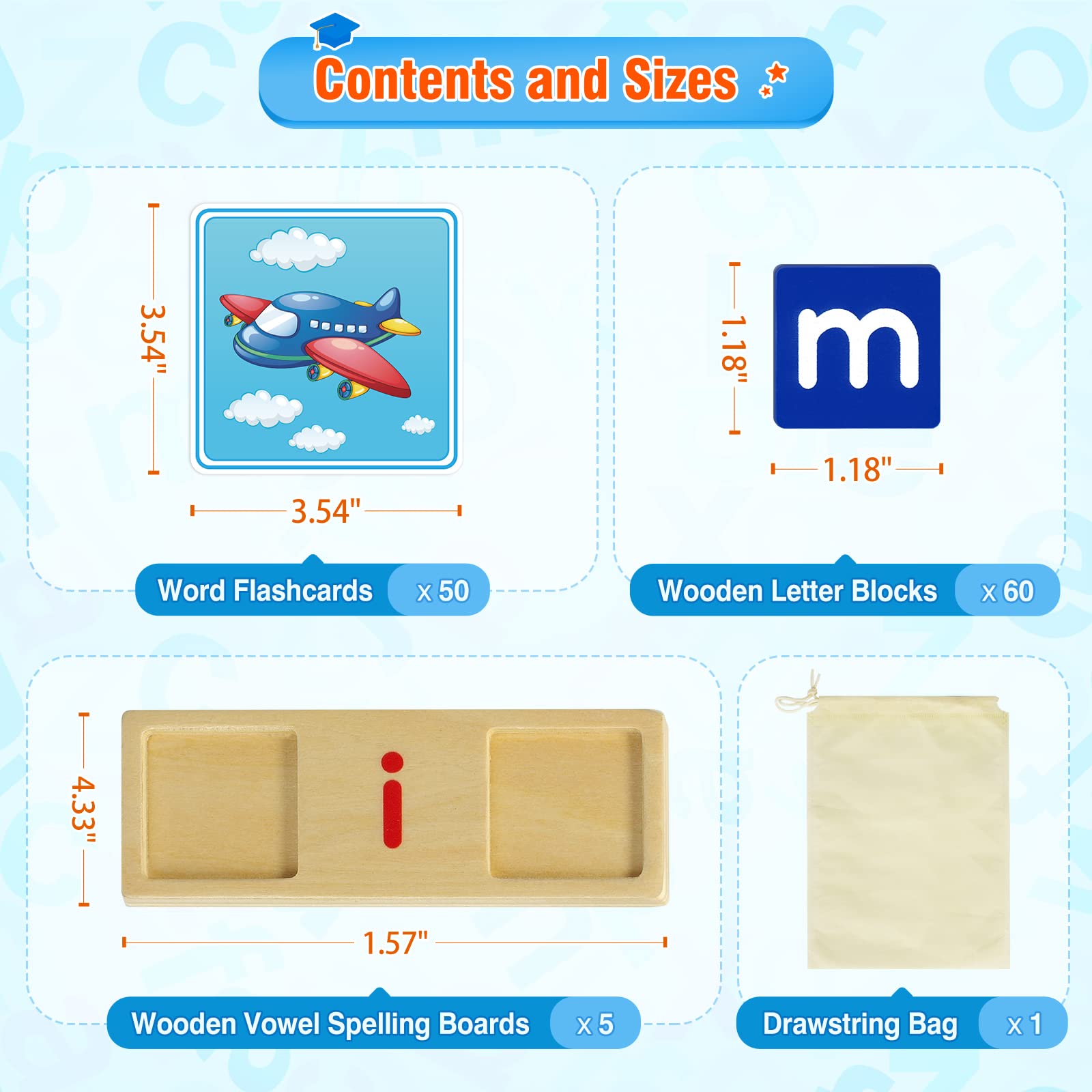 Learning Toys for 3 4 5 Years Old Kids - 116Pcs Short Vowel Letters Sorting Spelling Reading Toy