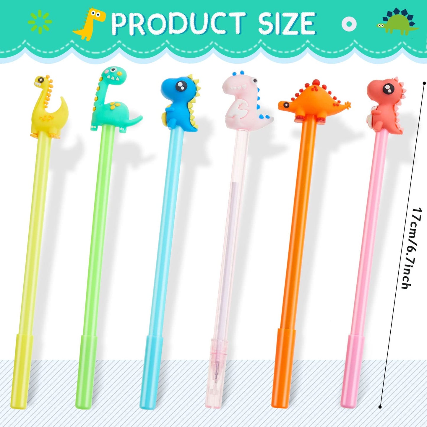 Marspark 80 Pcs Cute Cartoon Dinosaur Pens for Kids Back to School Gifts
