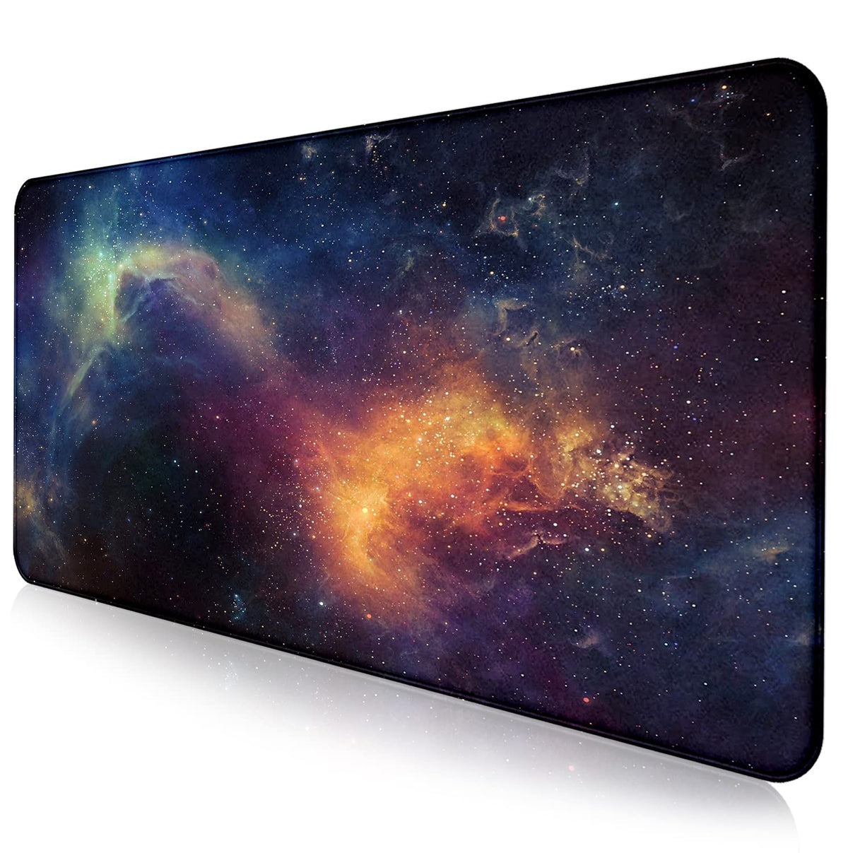 Large Starry Sky Mouse Pad with Stitched Edges, Computer Keyboard Desk Pad