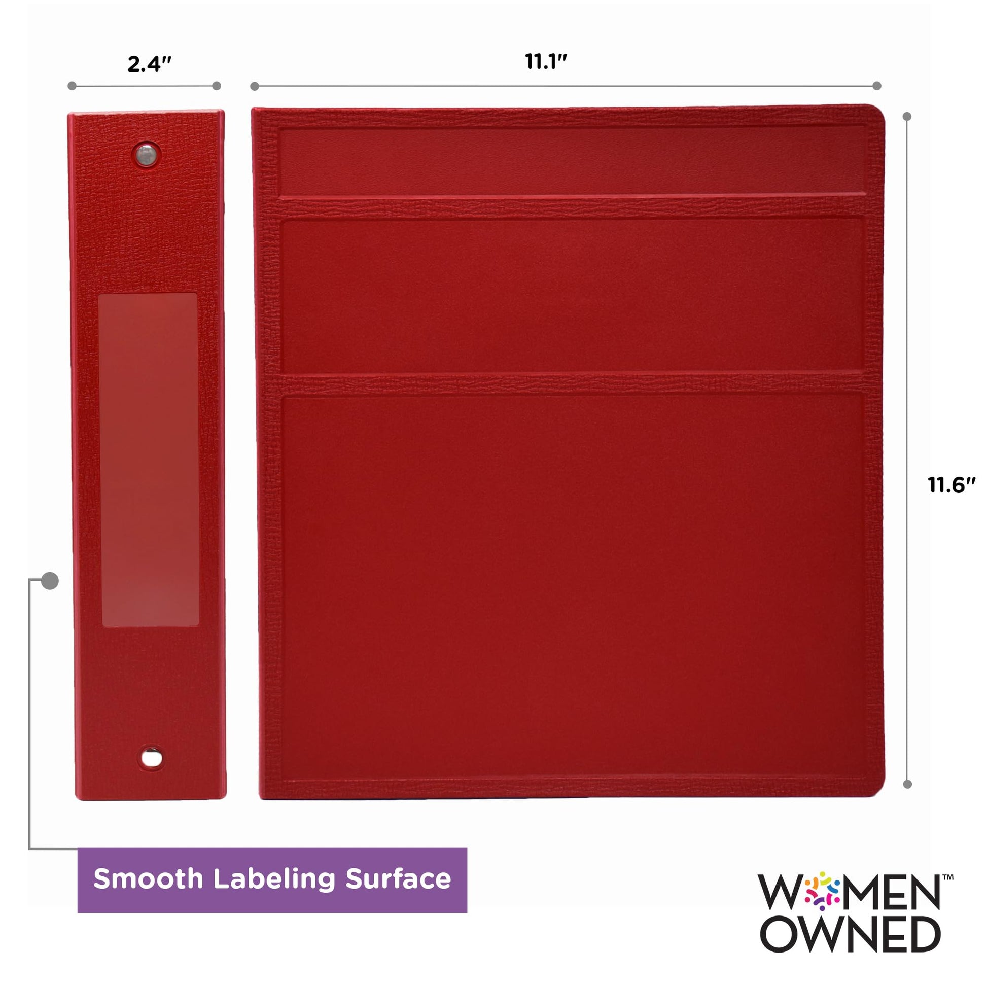 Carstens 2-Inch Heavy Duty 3-Ring Binder - Side Opening, Brick Red, Durable Plastic, Precision