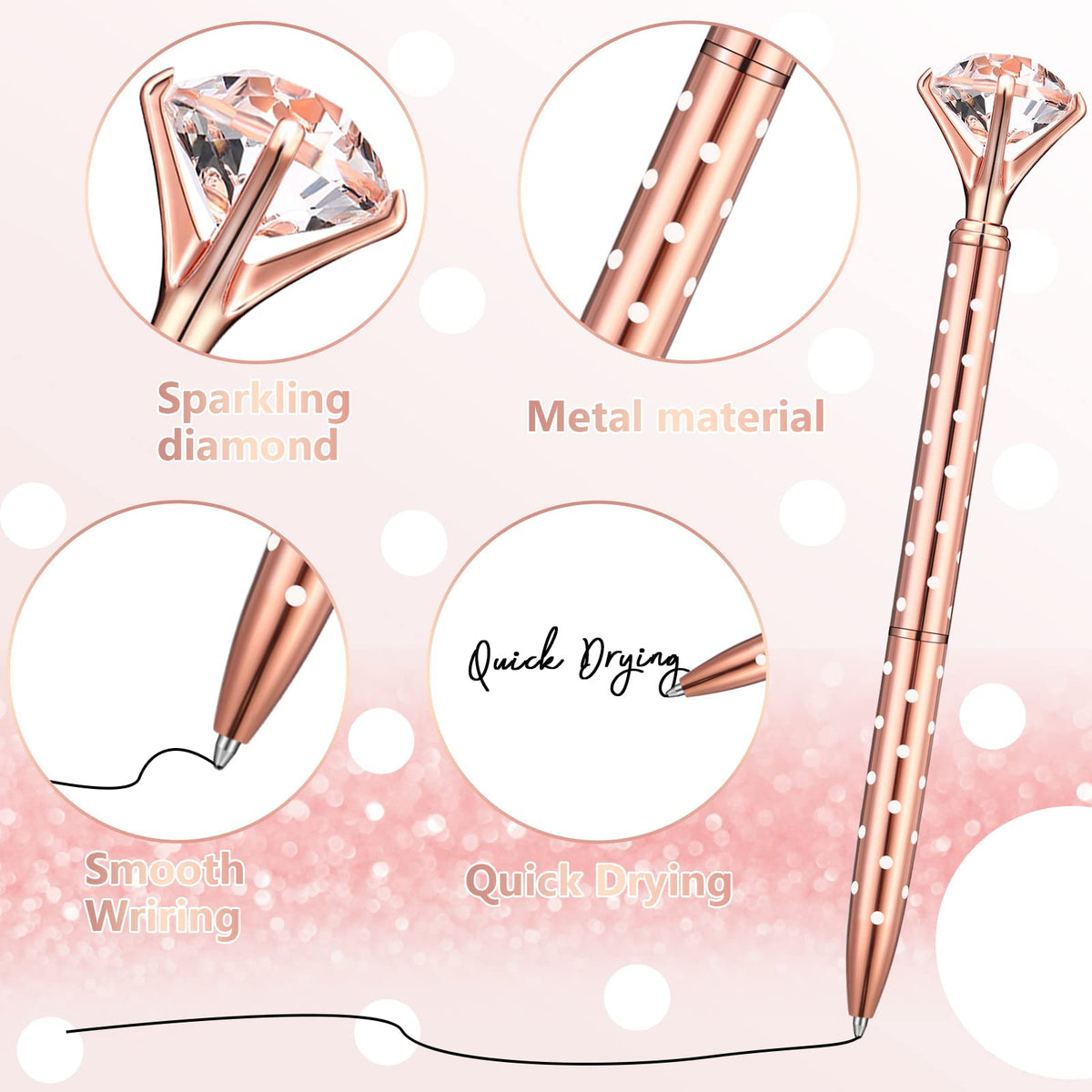 Leinuosen 50 Pcs Diamond Bridal Showers Pen Bulk, Classic Color