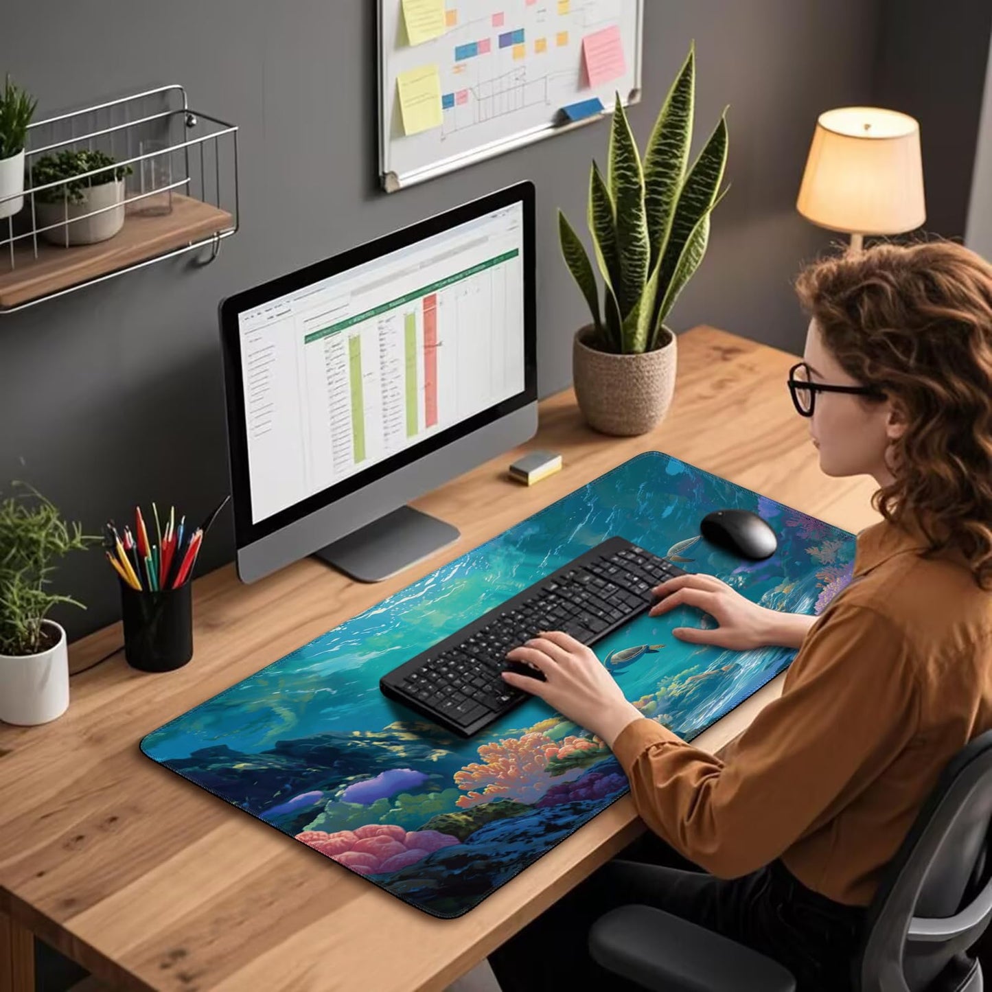 Mcapirivo Sea Turtles Large Gaming Mouse Pad Desk Mat 31.5"x15.7"