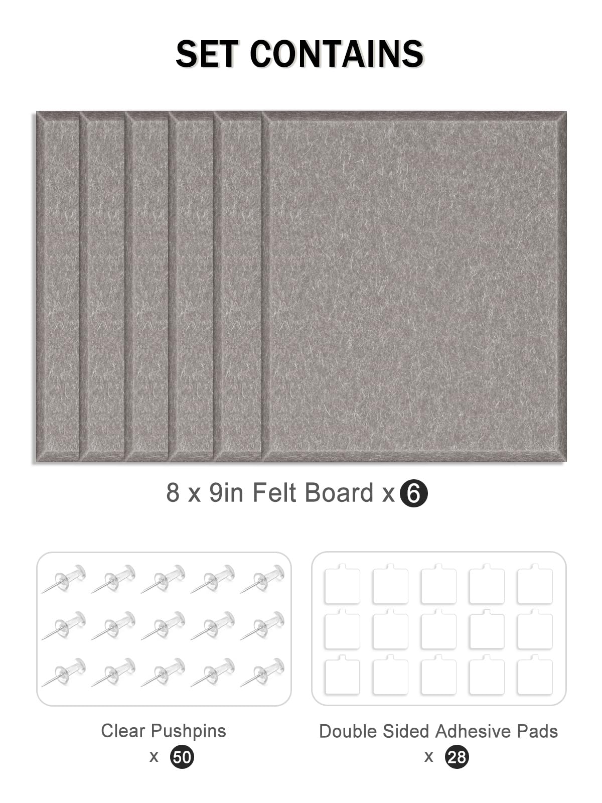 Hsurbtra Cork Board for Wall 24 x 18 Inch, 6 Pack Felt Bulletin Notice Board with Pushpins for