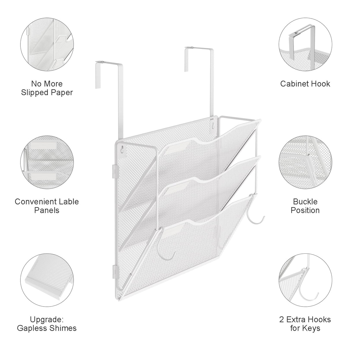 BOHDK Wall File Organizer, Hanging File Folder Organizer, Vertical Mesh Metal Door/Wall Mount