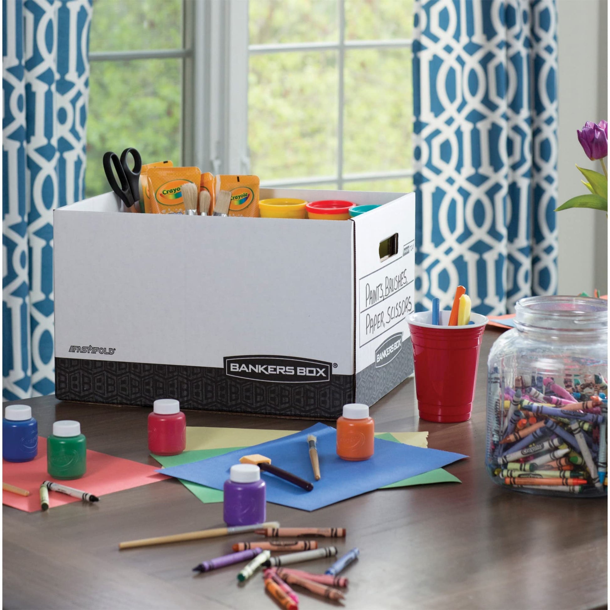 Bankers Box 12-Pack R-Kive Heavy Duty File Storage Boxes with Lids, FastFold Assembly
