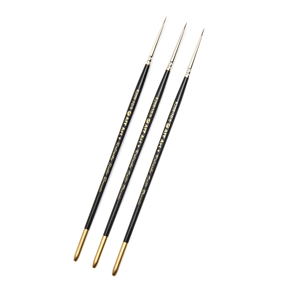 AIT Art Premium Round Detail Kolinsky Paint Brushes, Size 10/0, Pack of 3, Pure Russian Red Sable