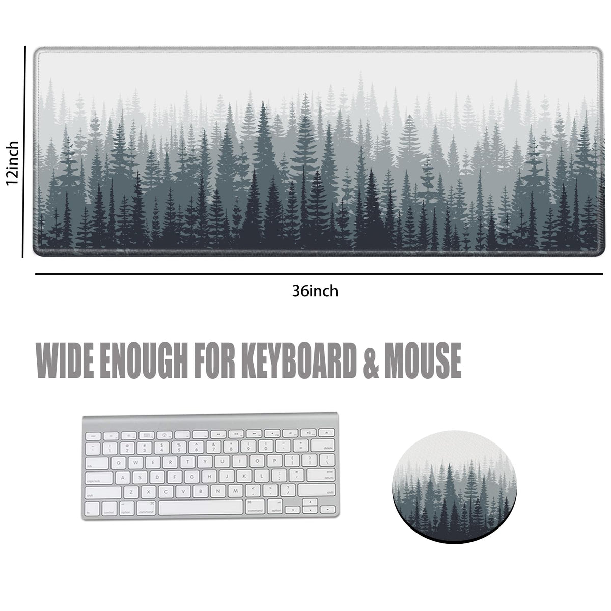 36x12 Mousepad Misty Forest Desk Mat Gaming XXL Desk Pad Large Mouse Pad Long Mouse Mat Extended