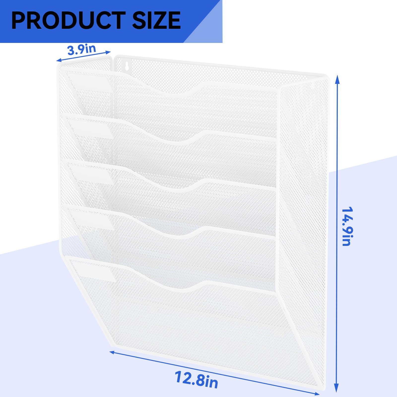 GDINDINFAN 5 Pockets Hanging Wall File Organizer Mail Holder, Wall Mounted Paper Document Folder