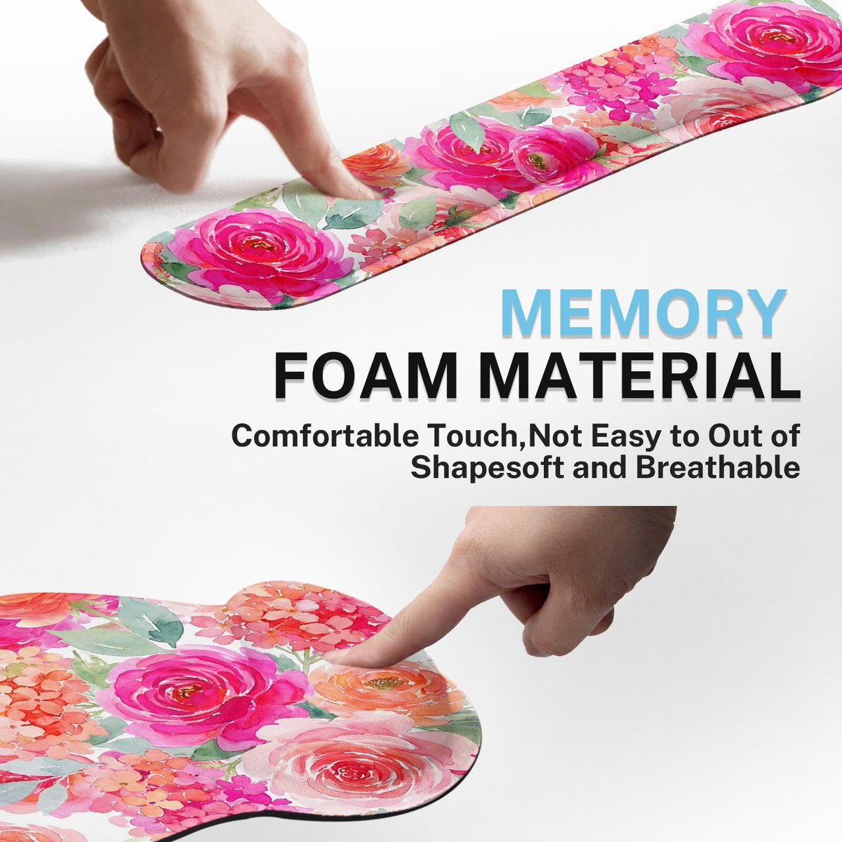 Britimes Ergonomic Mouse Pad Set with Wrist Rest, Pink Floral