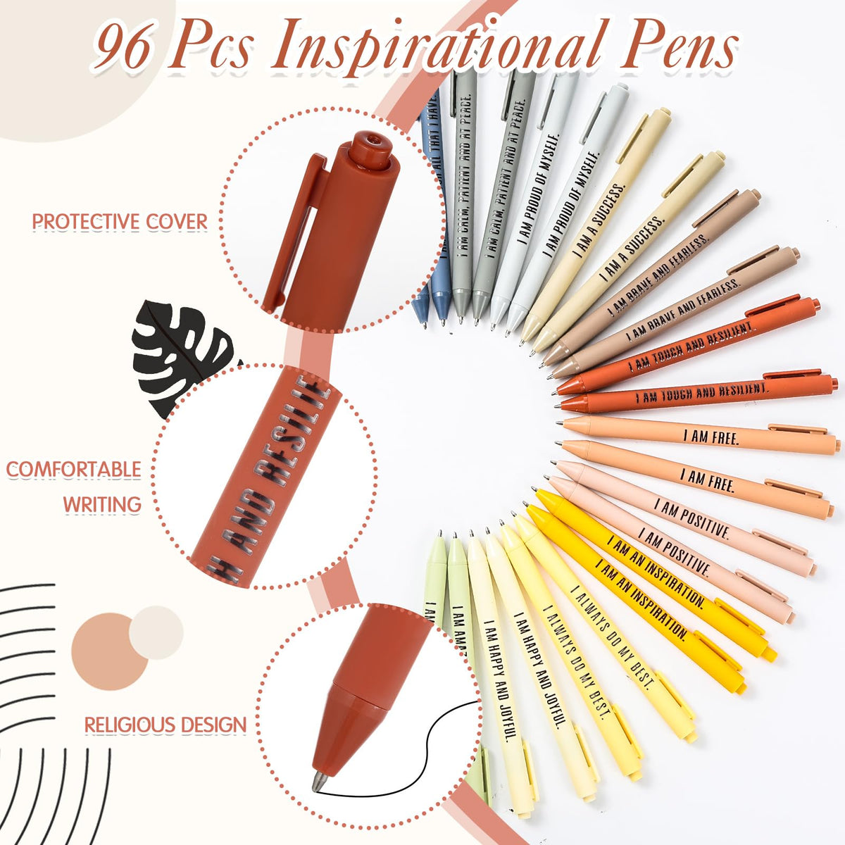 Mooliwe 192 Pcs Affirmation Notebooks Pens Bulk Gifts, Gratitude,Rainbow