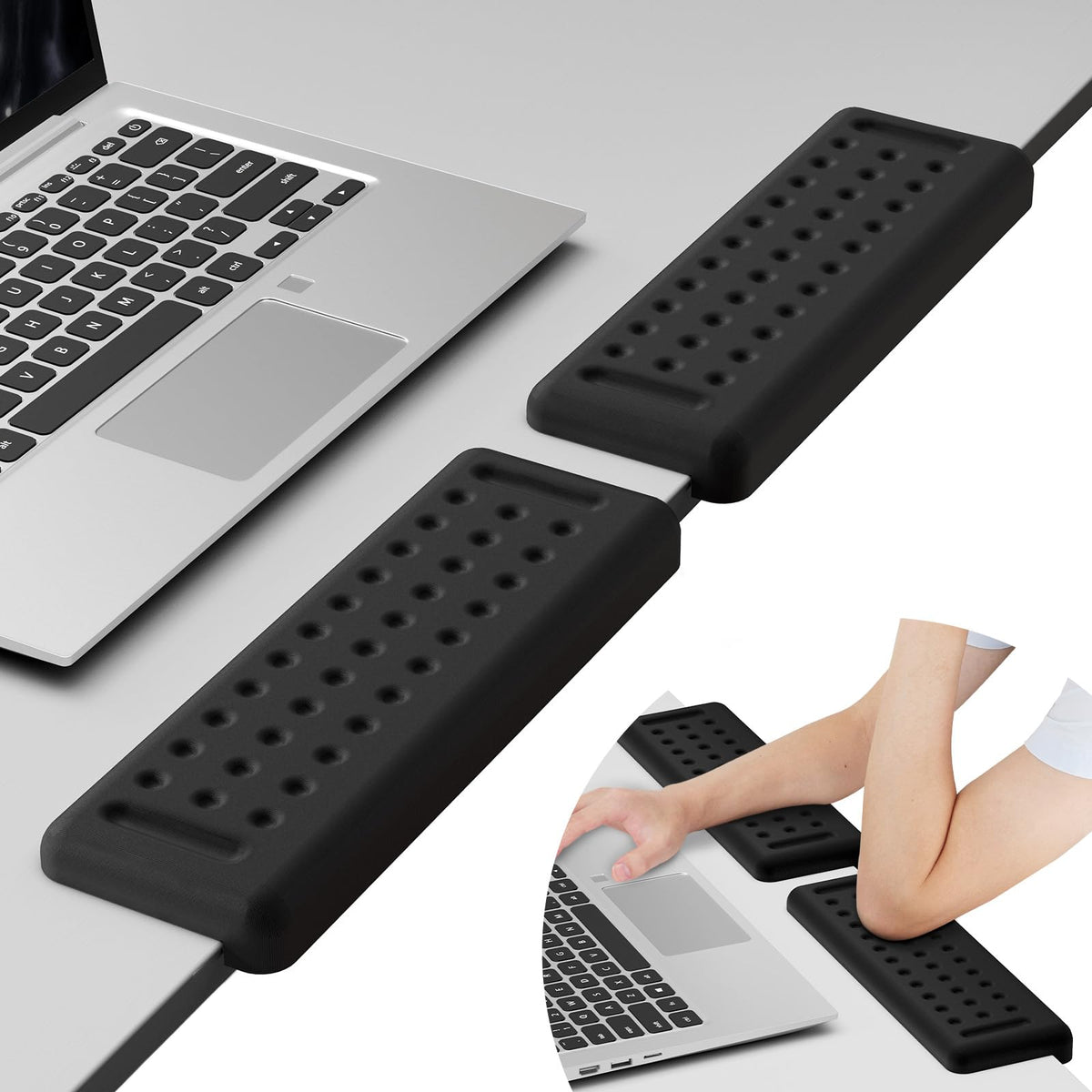 Leolee L-Shaped Desk Elbow Pads for Desk, Black Memory Foam Arm Rest