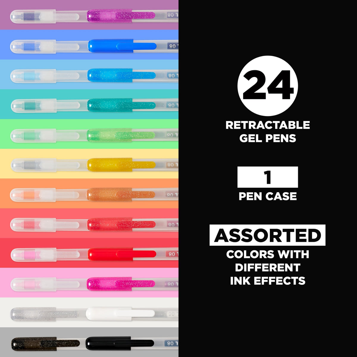 SAKURA Gelly Roll Retractable Gel Pens, Medium Pt, Assorted Colors, 24 Pens