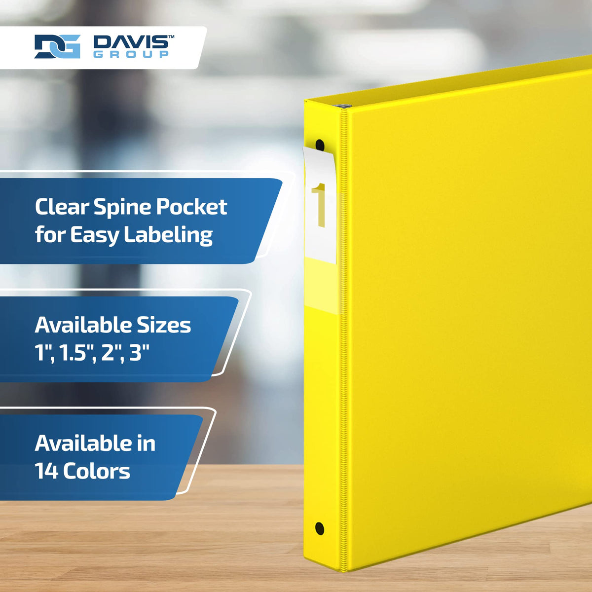 Premium Economy 3-Ring Binder, Spine Label, 1" Round Rings, Yellow, 6 Pack
