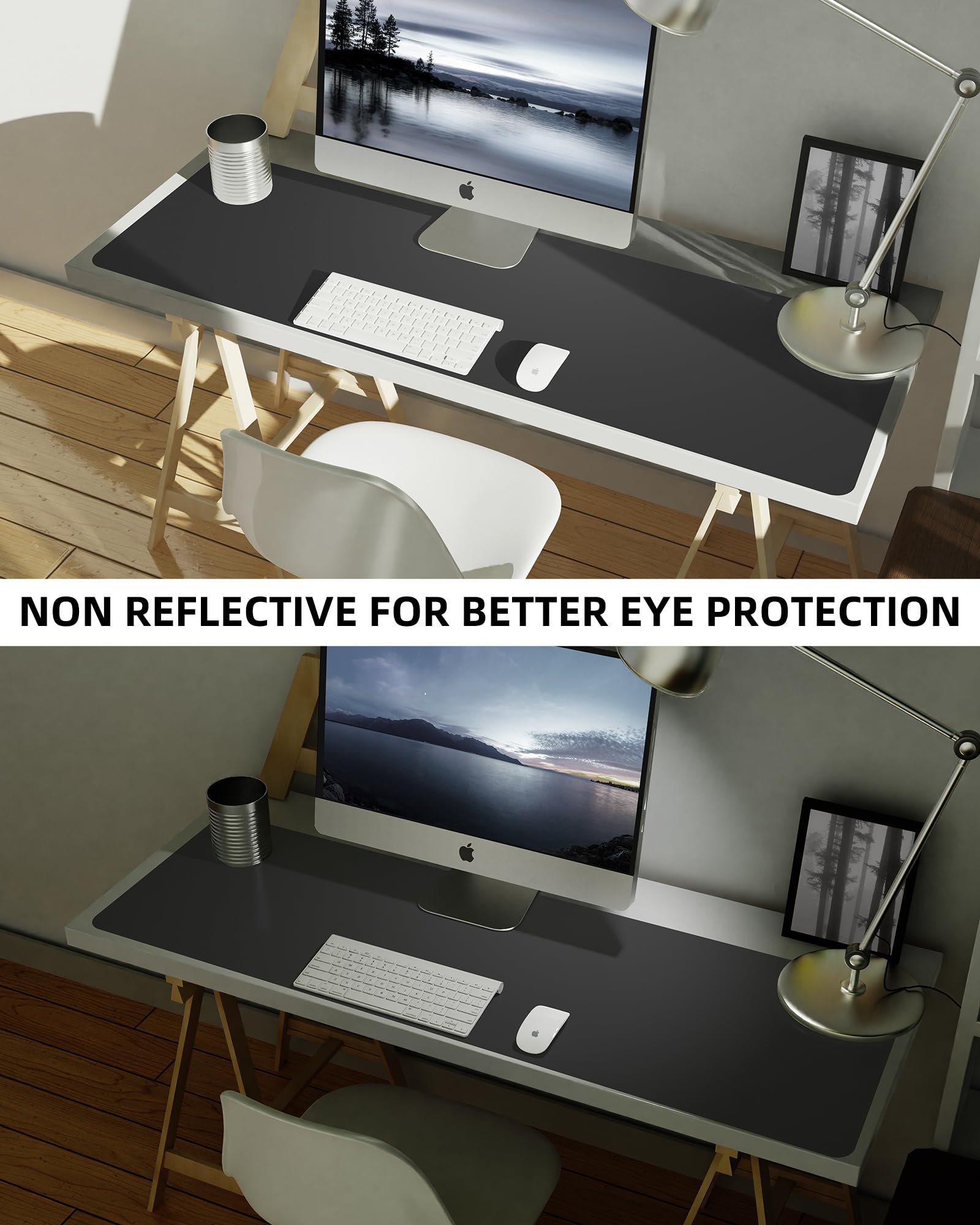 Large Desk Mat,55" x 17"Leather Desk Pad Protector,Large Mouse Pad,Non-Slip PU Leather Desk